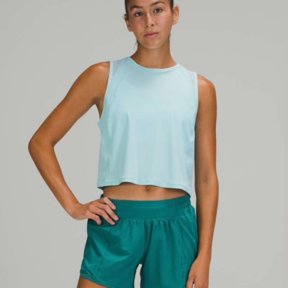 lululemon athletica sculpt cropped Blue Tank Top